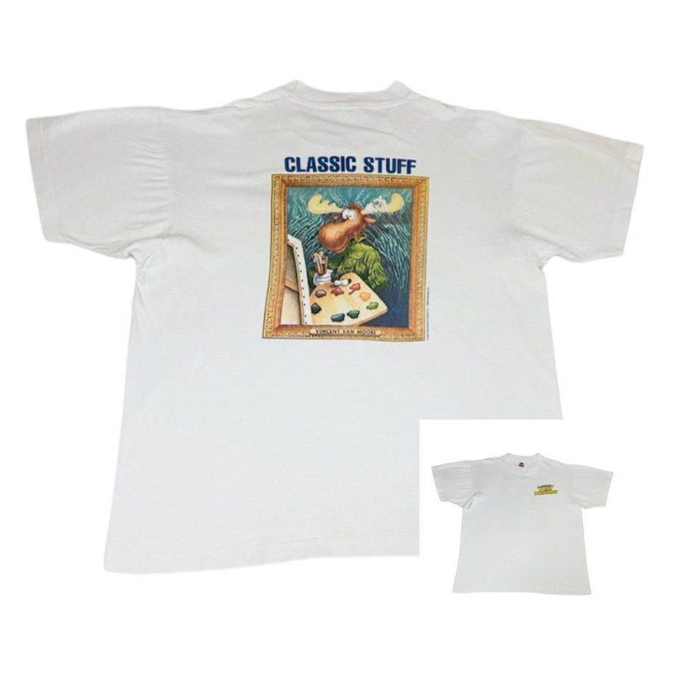 Vintage 90s The Adventures of Bullwinkle T-Shirt White XL Cartoon Single Stitch